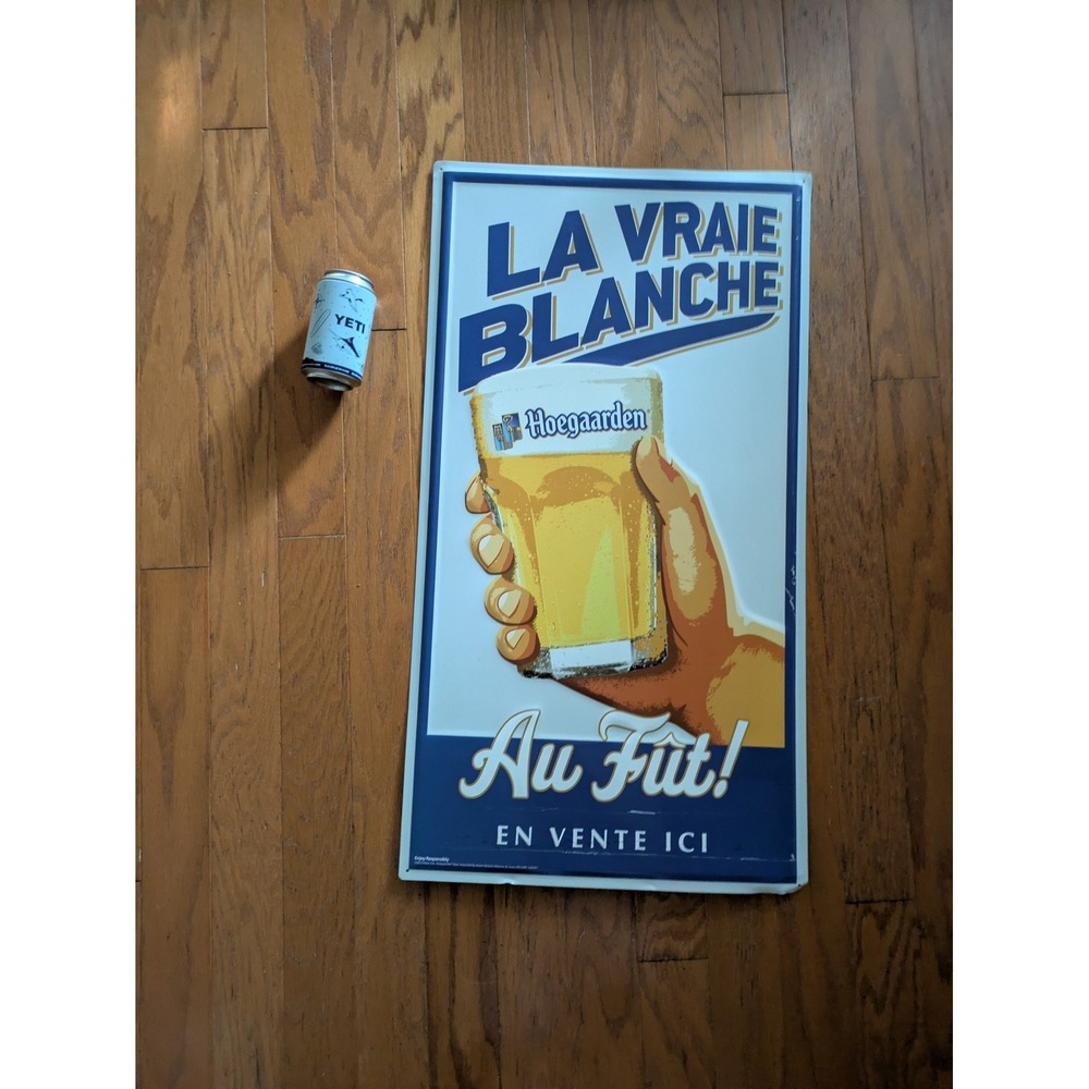 Hoegaarden Beer Metal Tacker Sign La Vraie Blanche Au Fut French Tin Bar Decor